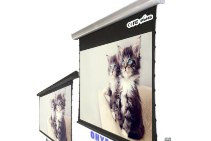 Motorized tensioned projector screen