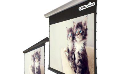 Motorized tensioned projector screen